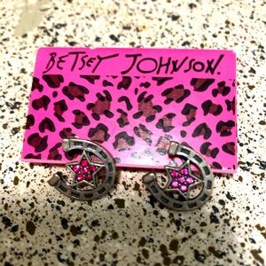 Betsey Johnson Earrings Horseshoes with Stars NWT